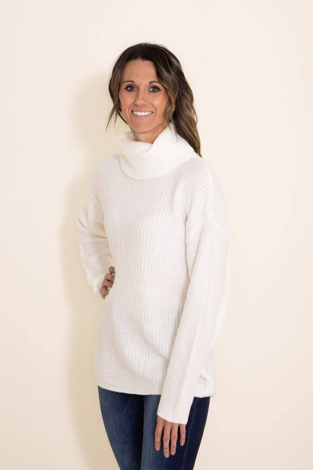 Miracle Turtleneck Cutout Sweater for Women in White | Y2205-WHITE sold by Glik’s product image thumbnail 3