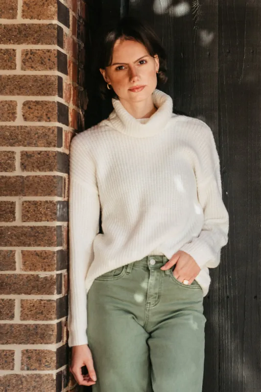 Miracle Turtleneck Cutout Sweater for Women in White | Y2205-WHITE made by Glik’s