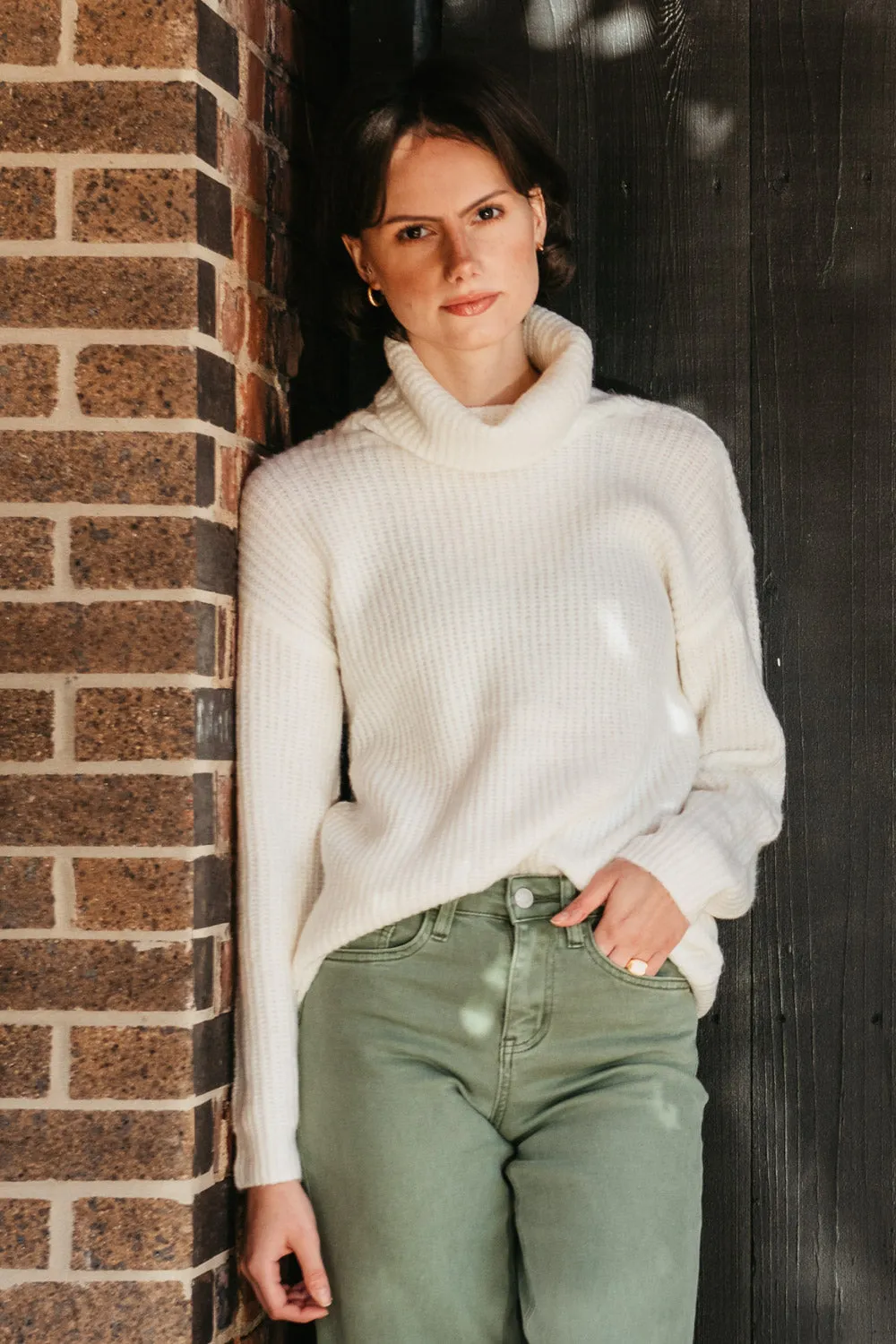 Miracle Turtleneck Cutout Sweater for Women in White | Y2205-WHITE sold by Glik’s