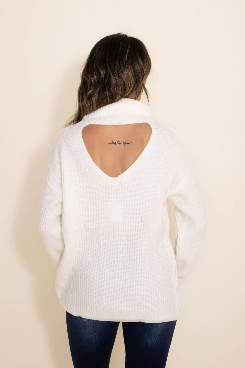 Miracle Turtleneck Cutout Sweater for Women in White | Y2205-WHITE sold by Glik’s product image thumbnail 4