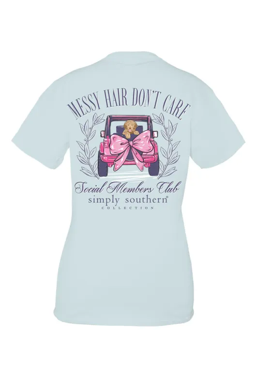 Simply Southern Plus Size Messy Hair Don’t Care T-Shirt for Women in Blue | EXT-SS-MESSYHAIR-SPOUT sold by Glik’s
