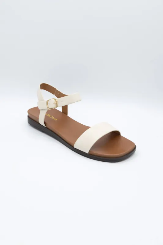 Soda Riddle Band Square Toe Sandals for Women in Beige | RIDDLE-S BEIGE made by Glik’s