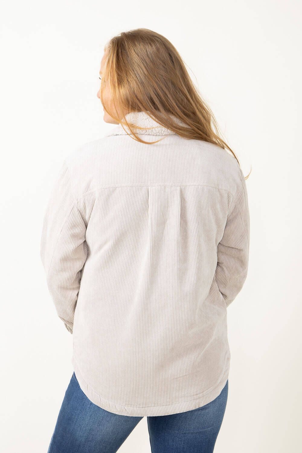 Love Tree Corduroy Sherpa Collar Lined Jacket for Women in Cream | 80110JH-CREAM sold by Glik’s product image thumbnail 3