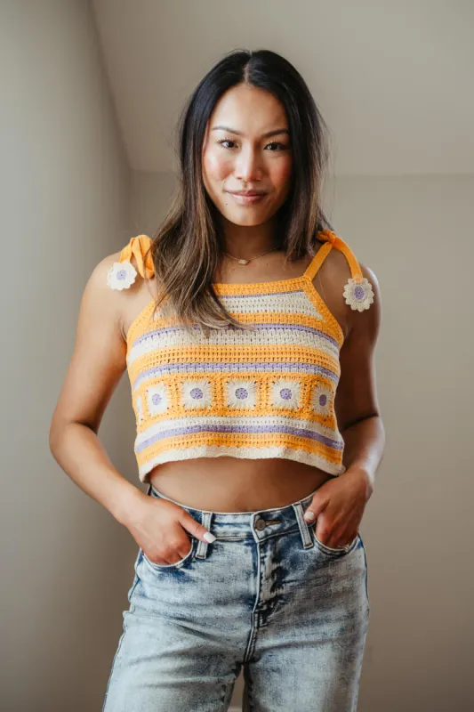 Floral Crochet Tank Top for Women in Orange | NT11001-MANGO sold by Glik’s