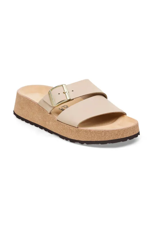 Papillio by Birkenstock Almina Nubuck Leather Sandals for Women in Sandcastle | 1026974 sold by Glik’s