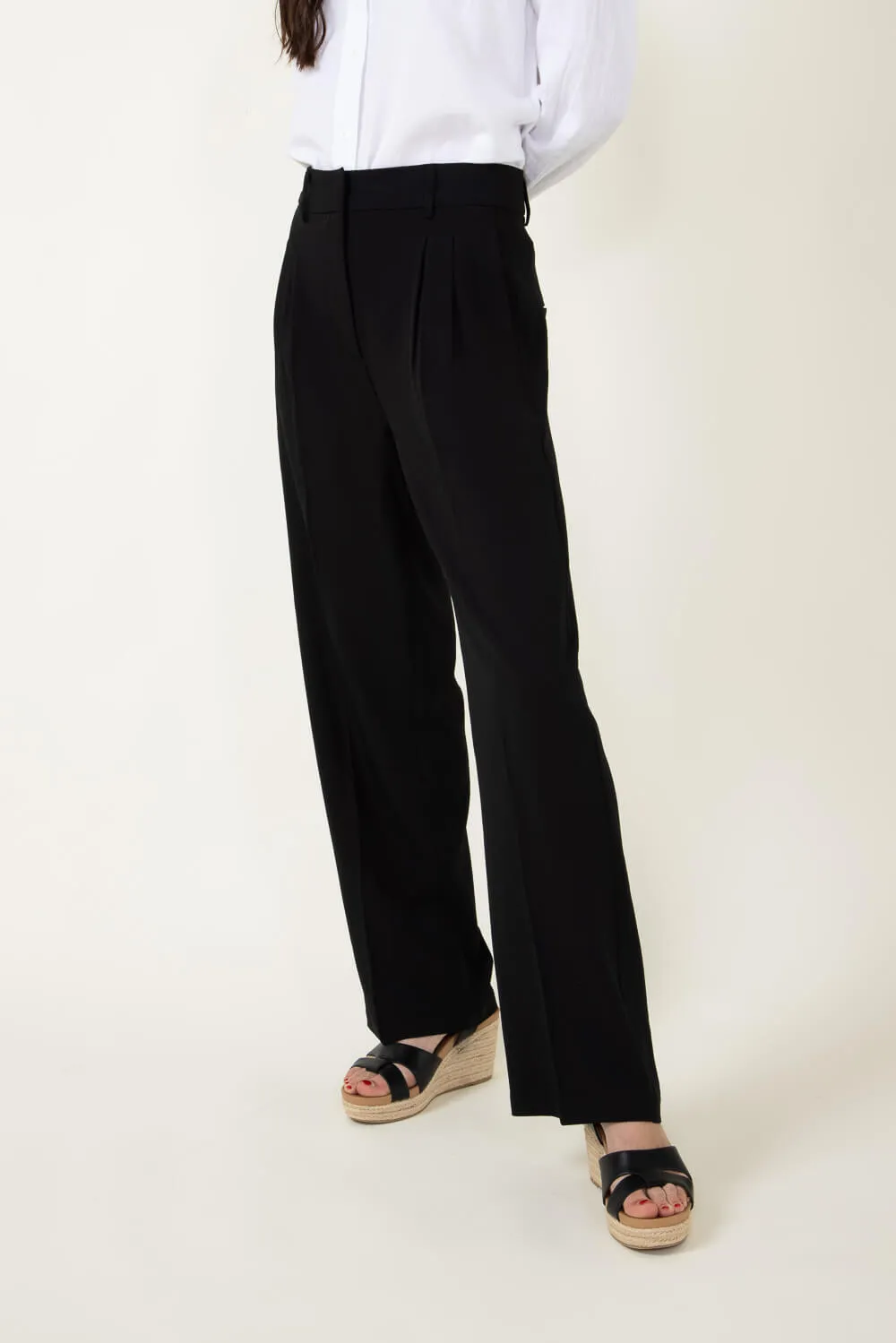 Woven Boyfriend Trouser Pants for Women in Black | SP5262SL-BLACK sold by Glik’s product image thumbnail 4