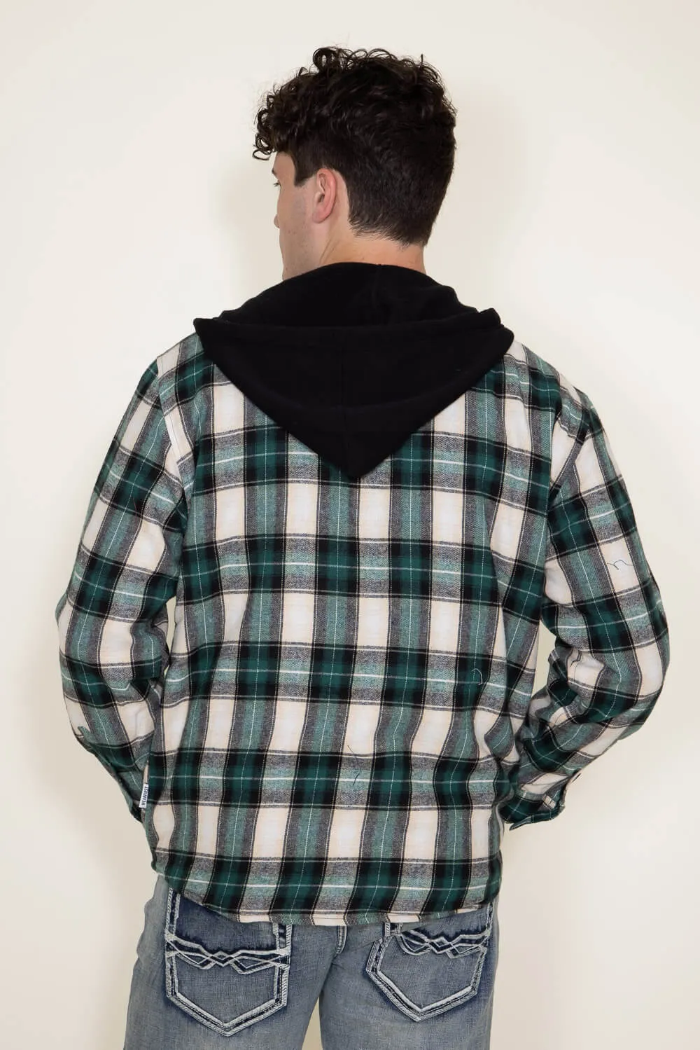 WearFirst Zip Front Flannel Hooded Shirt Jacket for Men in Green | M01KYW016-GREENPLAID sold by Glik’s product image thumbnail 2