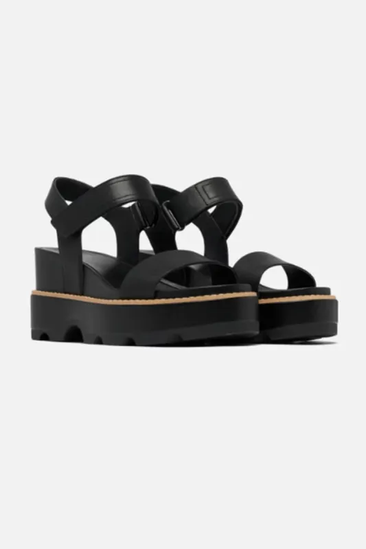 Sorel Joanie IV Y Strap Wedges for Women in Black | 2076831-010 sold by Glik’s