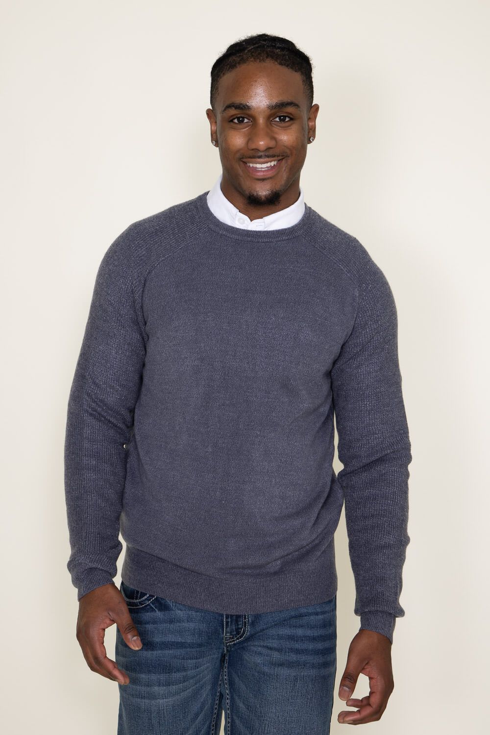 Weatherproof Vintage Soft Touch Raglan Crewneck Sweater for Men in Grey Blue | F2340118GK-GREYBLUE sold by Glik’s