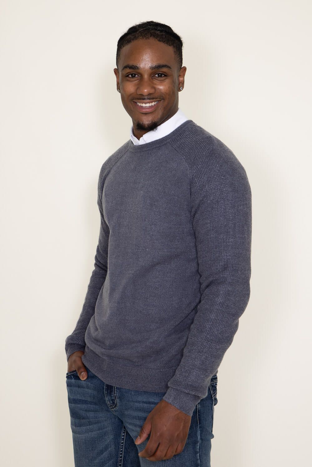 Weatherproof Vintage Soft Touch Raglan Crewneck Sweater for Men in Grey Blue | F2340118GK-GREYBLUE sold by Glik’s product image thumbnail 3