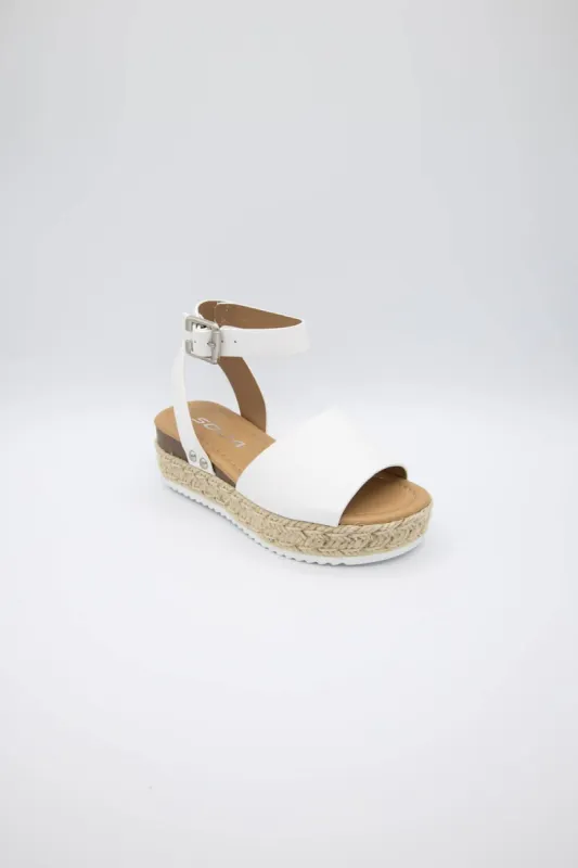 Soda Shoes Youth Topic Platform Sandals for Girls in White | TOPIC-IIS WHITE made by Glik’s