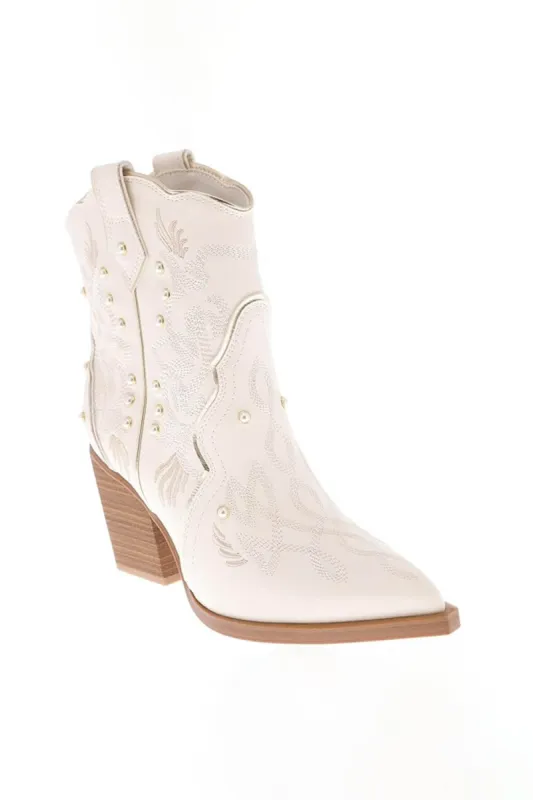 MIA Wendi Western Booties for Women in Off White | MH2460-OFFWHT/GOLD sold by Glik’s