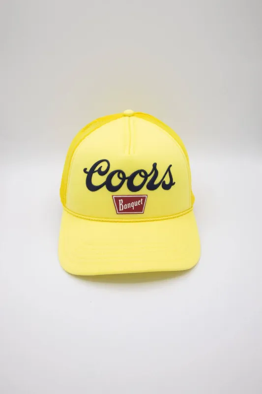 American Needle Coors Banquet Foam Trucker Hat for Men in Yellow | 22008A-COORS-BUTTER sold by Glik’s