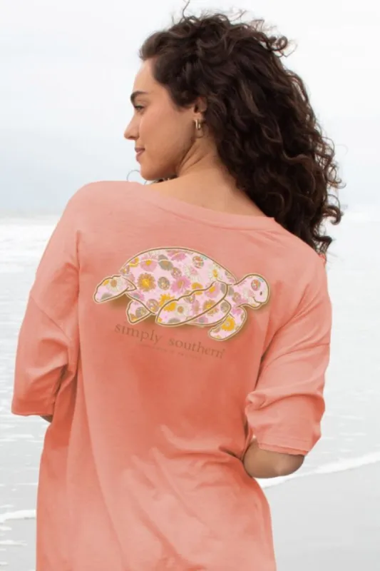 Simply Southern Retro Turtle Tracking T-Shirt for Women in Coral Pink | TRACK-SS-RETRO-COCKTAIL sold by Glik’s