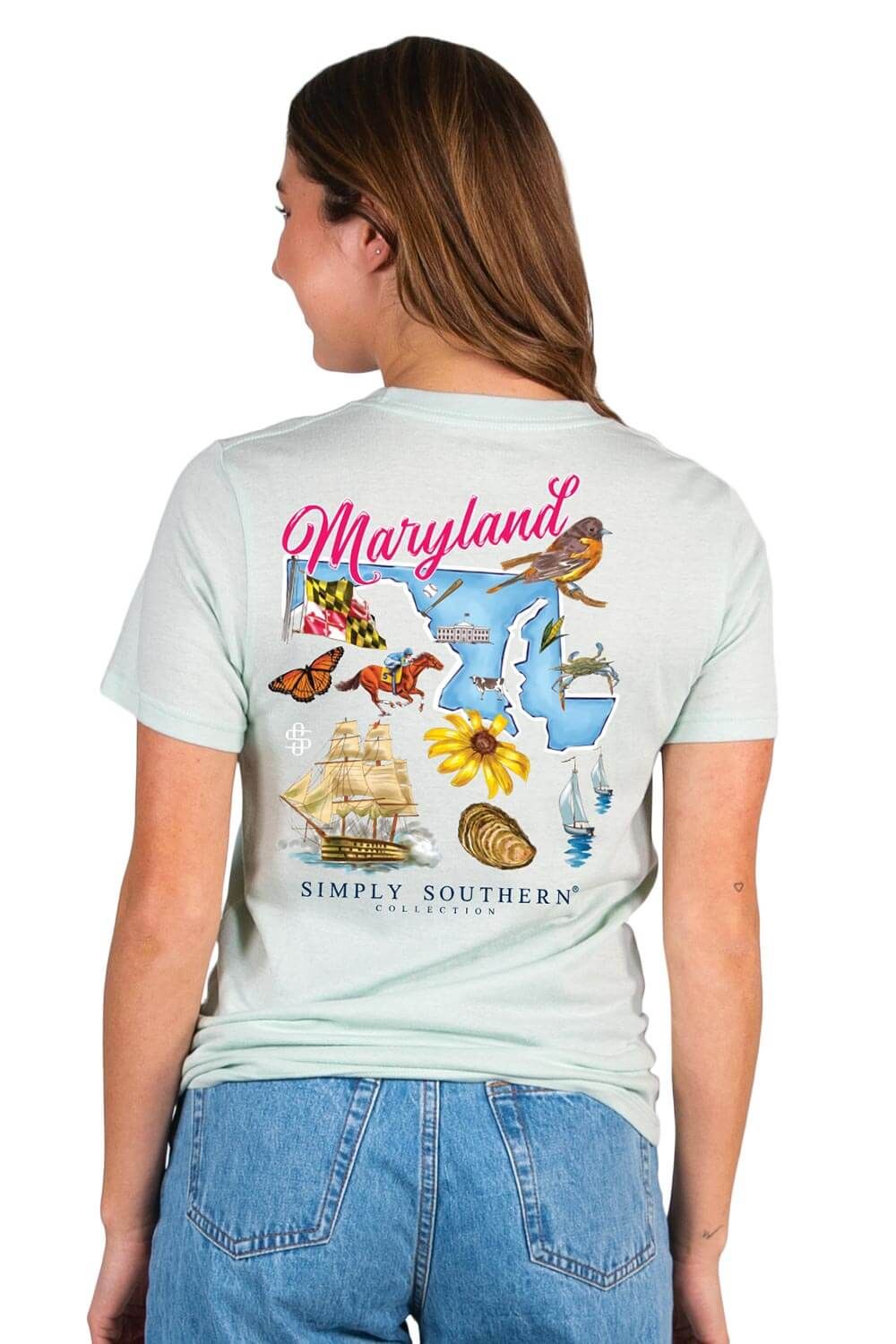 Simply Southern Maryland T-Shirt for Women in Breeze Blue | SS-STATES-MD-BREEZE sold by Glik’s