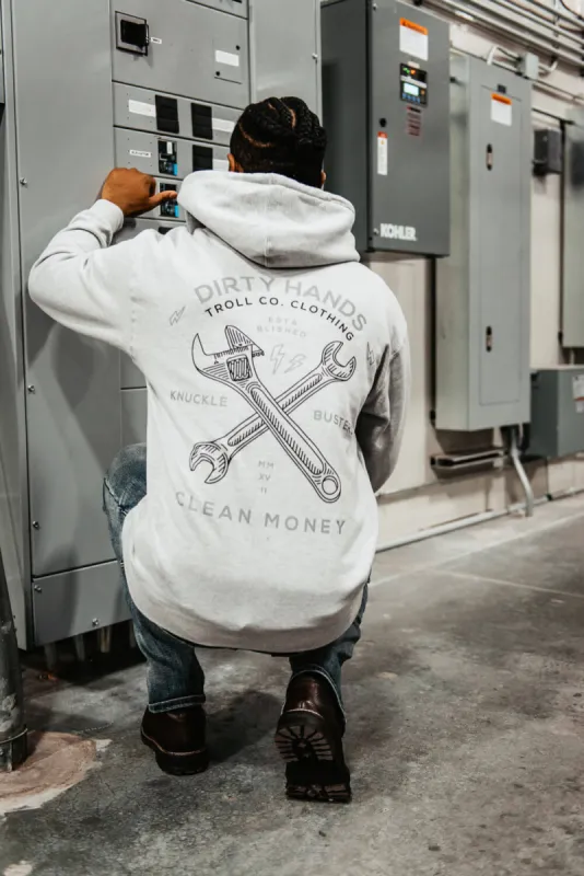 Troll Co. Twisting Wrenches Hoodie for Men in Grey | TC1036-NICKEL sold by Glik’s