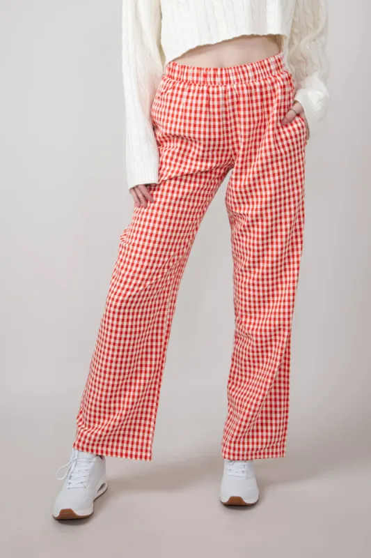 Gingham Relaxed PJ Pants for Women in Red | PSP1337-RED sold by Glik’s