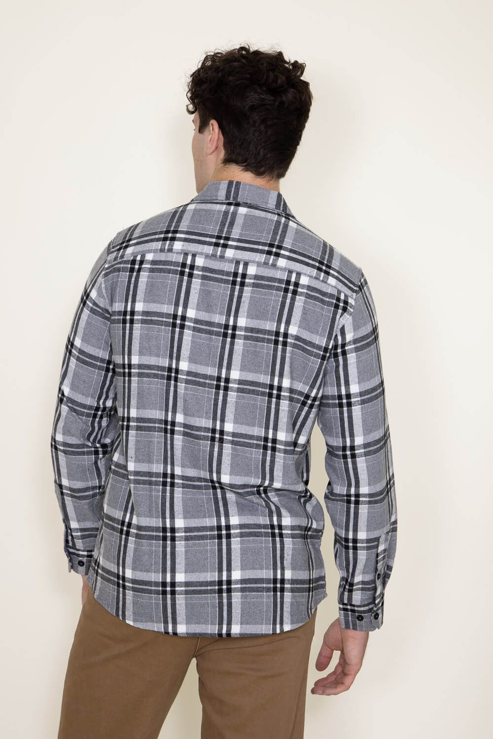 Plaid Flannel Shirt for Men in Grey | TJ8281-GL-GREY sold by Glik’s product image thumbnail 2
