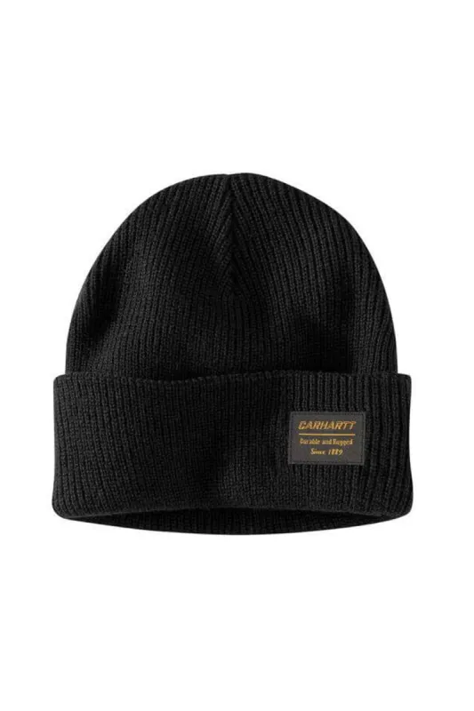 Carhartt Knit Patch Beanie in Black | 105448-N04 BLACK sold by Glik’s