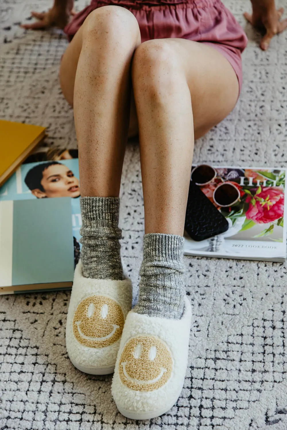 MIA Smiley Face Slippers for Women in Oatmeal/White | GS1412401-OATMEAL sold by Glik’s