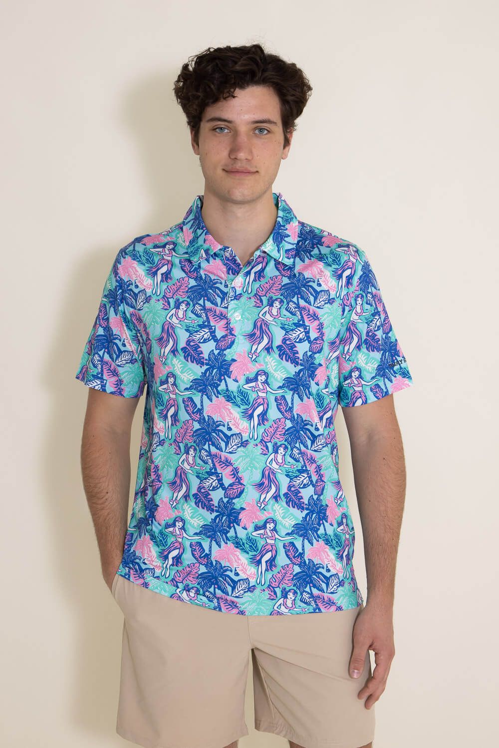 Simply Southern Hula Pattern Polo Shirt for Men in Blue | PP-0123-MN-PATTERN-POLO-HULA sold by Glik’s product image thumbnail 3
