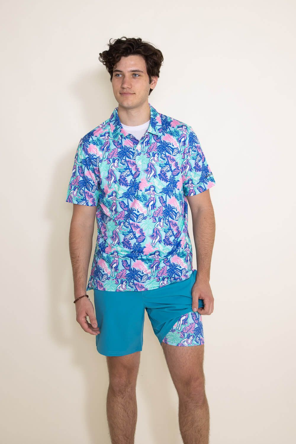 Simply Southern Hula Pattern Polo Shirt for Men in Blue | PP-0123-MN-PATTERN-POLO-HULA sold by Glik’s product image thumbnail 2