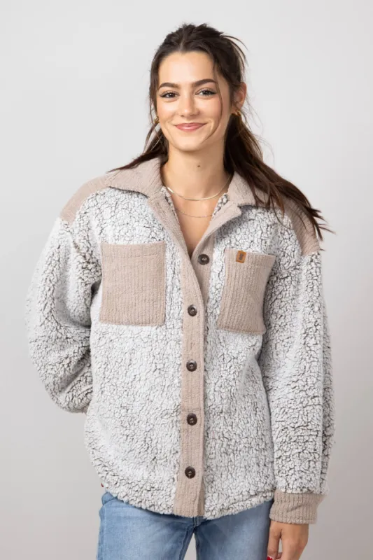 Simply Southern Soft Shacket for Women in Frost/Tan | PP-0224-SHKT-SFT-FROST sold by Glik’s