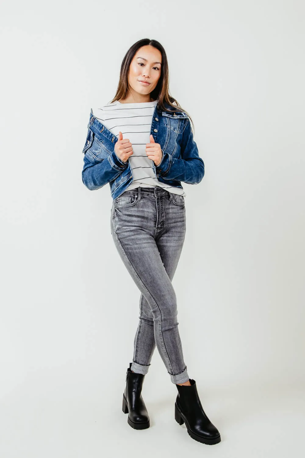 Judy Blue Destructed Denim Jacket for Women | 7859REG sold by Glik’s product image thumbnail 5