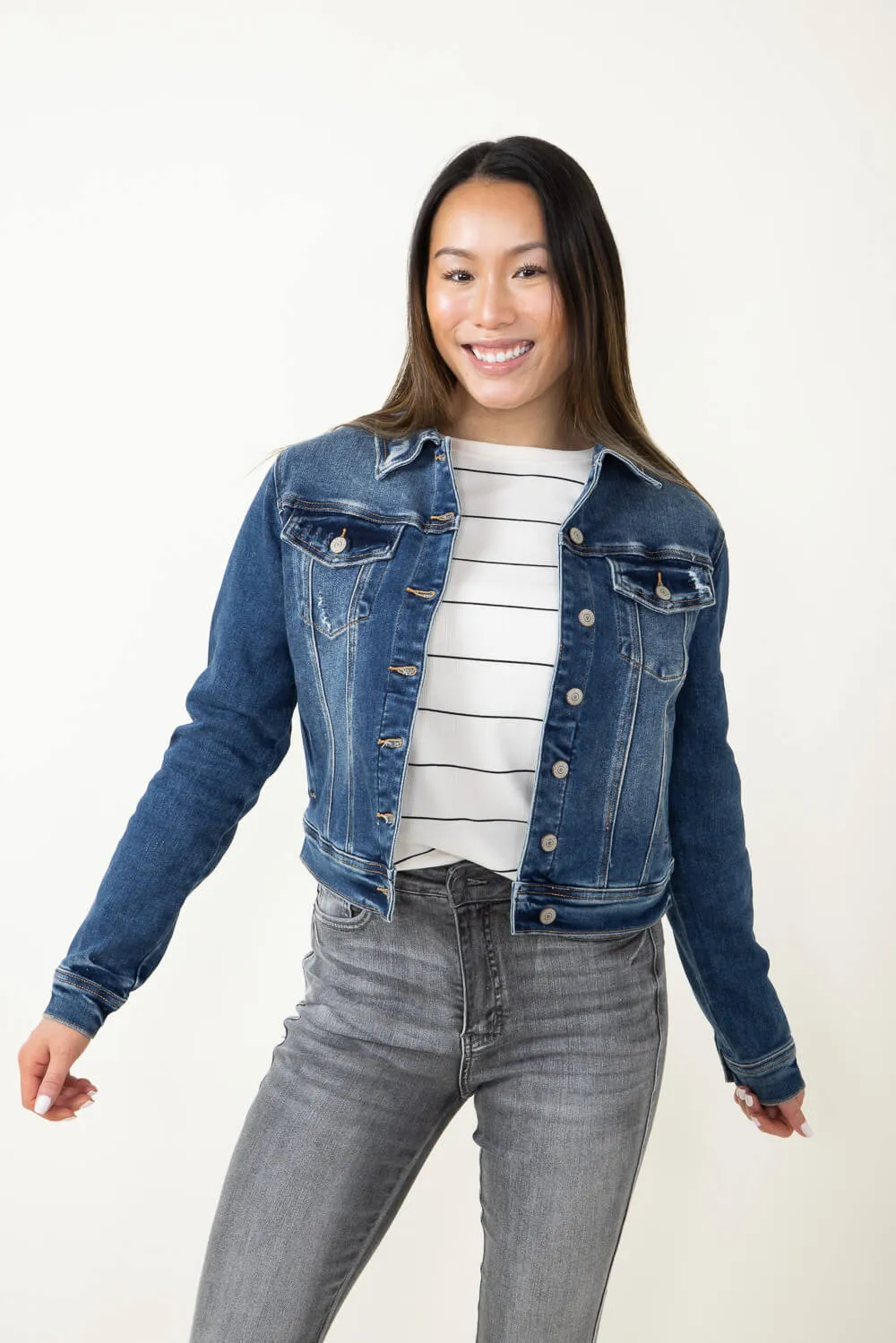 Judy Blue Destructed Denim Jacket for Women | 7859REG sold by Glik’s product image thumbnail 4
