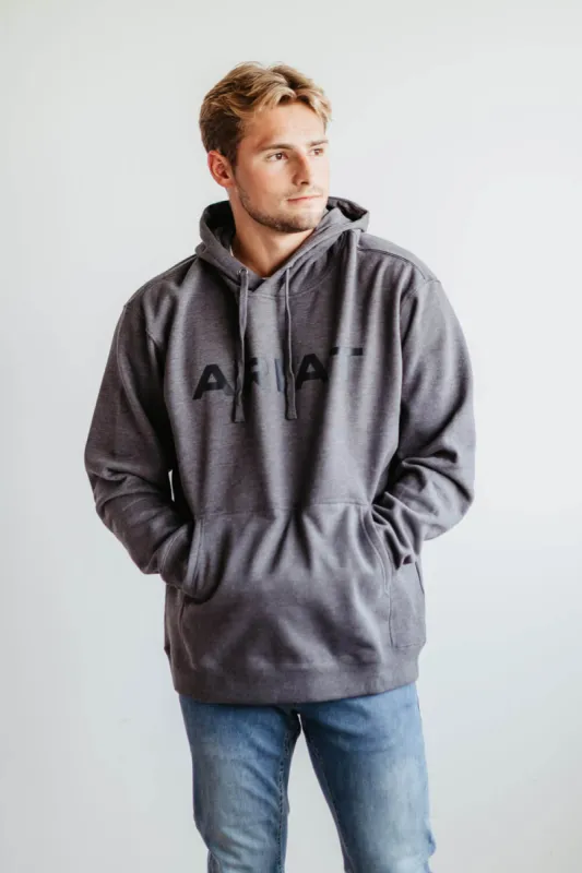 Ariat Logo Hoodie for Men in Grey Heather | 10046396-GREYHEATHER sold by Glik’s