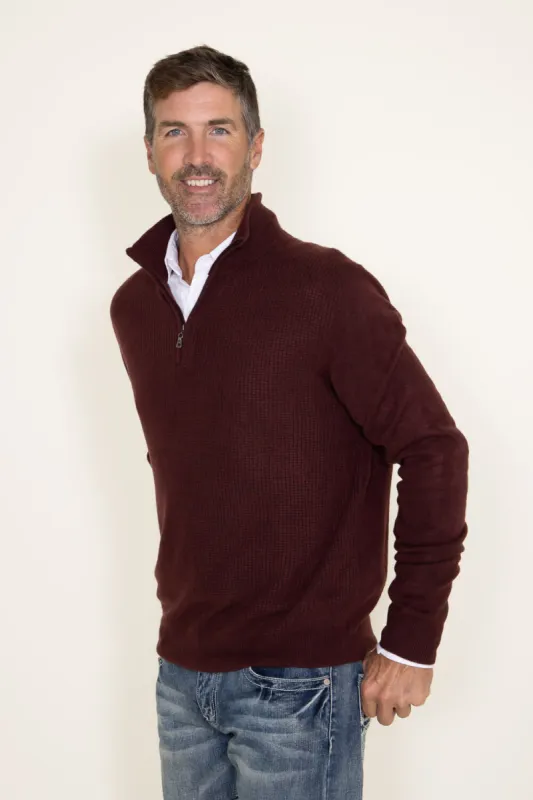 Weatherproof Vintage Quarter Zip Sweater for Men in Red | F2340183GK-OXBLOOD sold by Glik’s