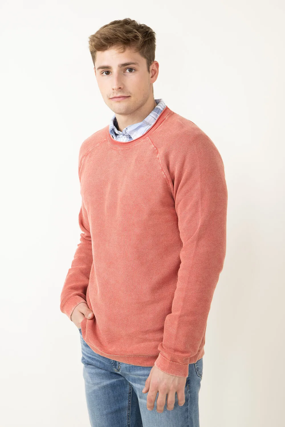Weatherproof Vintage Stone Wash Crewneck Sweater for Men in Red | S2440120GK-TANDOORISPICE sold by Glik’s product image thumbnail 4