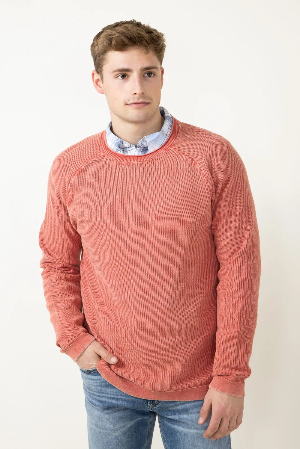 Weatherproof Vintage Stone Wash Crewneck Sweater for Men in Red | S2440120GK-TANDOORISPICE sold by Glik’s product image thumbnail 2