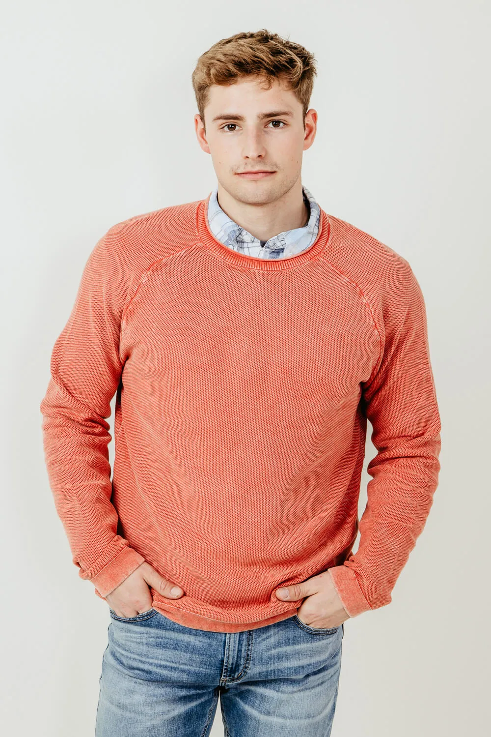 Weatherproof Vintage Stone Wash Crewneck Sweater for Men in Red | S2440120GK-TANDOORISPICE sold by Glik’s