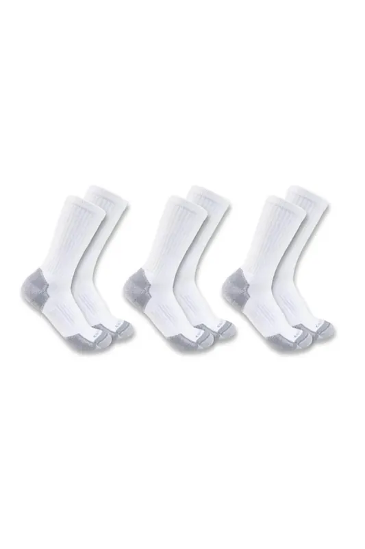 Carhartt Midweight Cotton Crew 3 Pack Socks for Men in White | SC6203-MWHITE sold by Glik’s