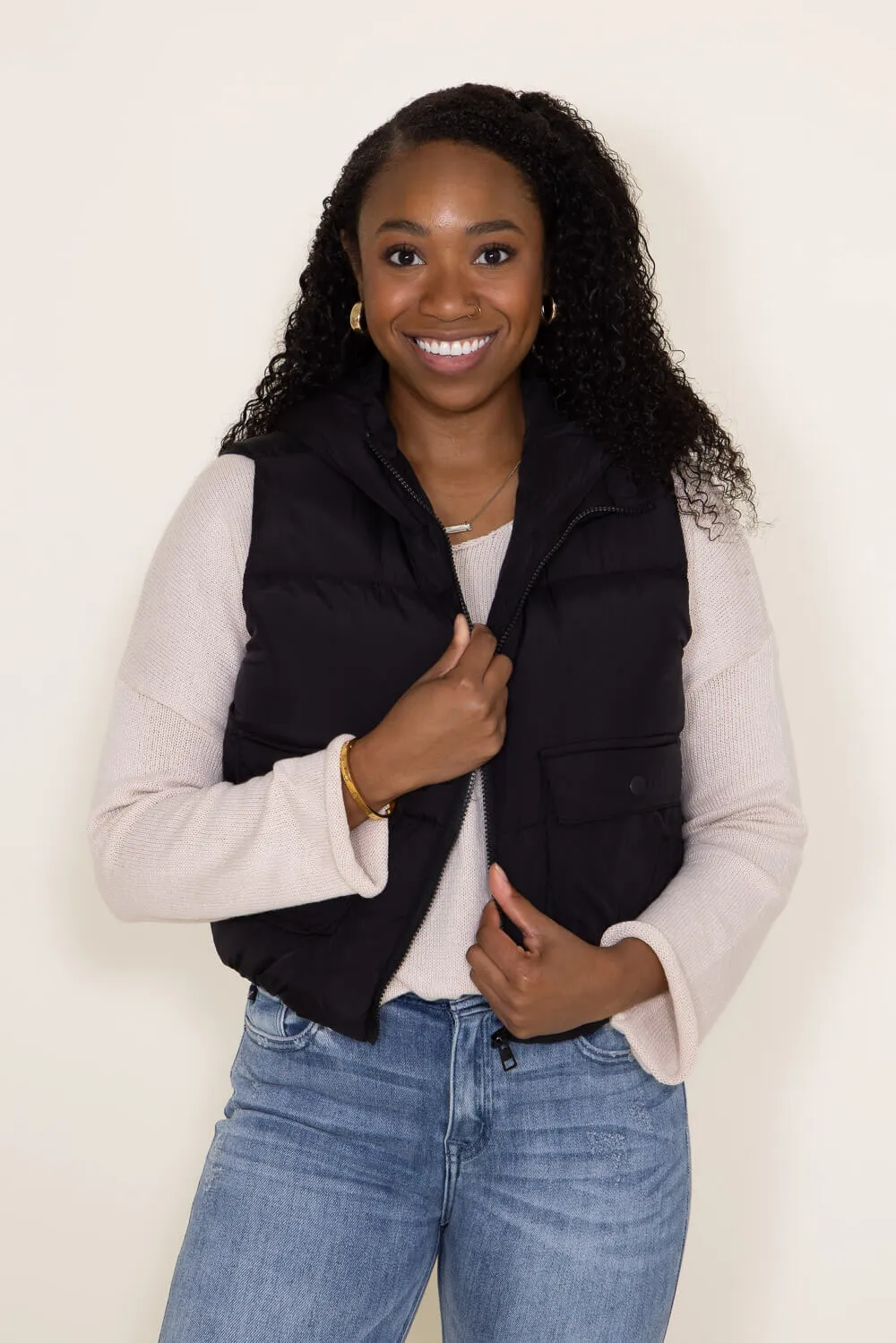Love Tree Hooded Zipper Puffer Vest for Women in Black | 5092VH-BLACK sold by Glik’s product image thumbnail 4