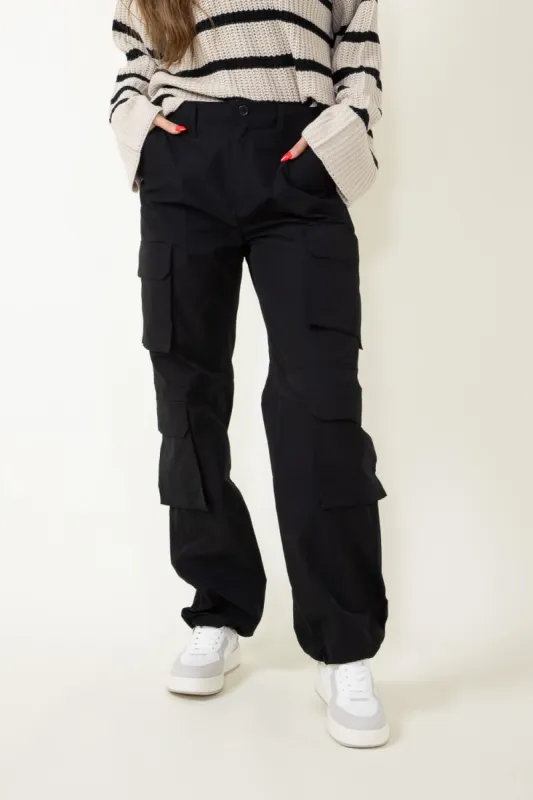 Love Tree Baggy Cargo Pants for Women in Black | 6870PN-BLACK sold by Glik’s
