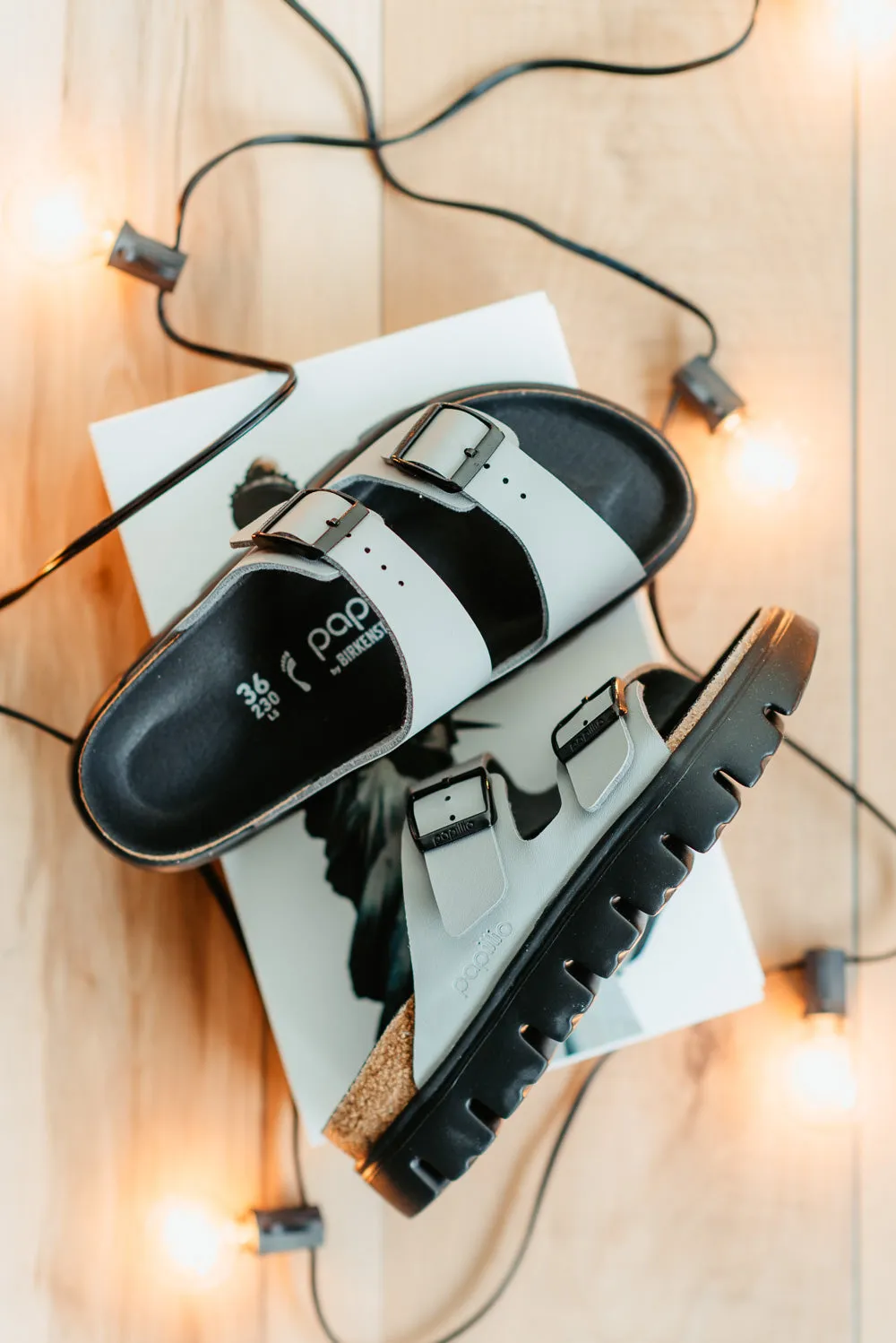 Papillio by Birkenstock Arizona Chunky Birko-Flor Sandals for Women in Stone Coin | 1026879 sold by Glik’s