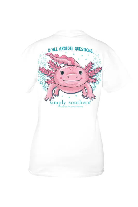 Simply Southern Youth Yall Axolotl Questions T-Shirt for Girls | YTH-SS-AXL-WHITE sold by Glik’s