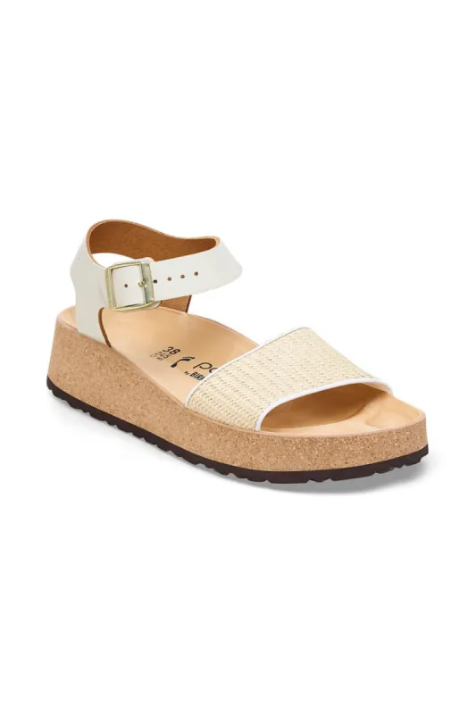 Papillio by Birkenstock Glenda Raffia Leather Sandals for Women in Natural/White | 1026921 sold by Glik’s