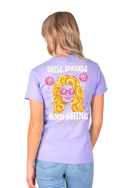 Simply Southern Smile, Sparkle And Shine T-Shirt for Women in Purple | SS-SMILE-ASTER sold by Glik’s