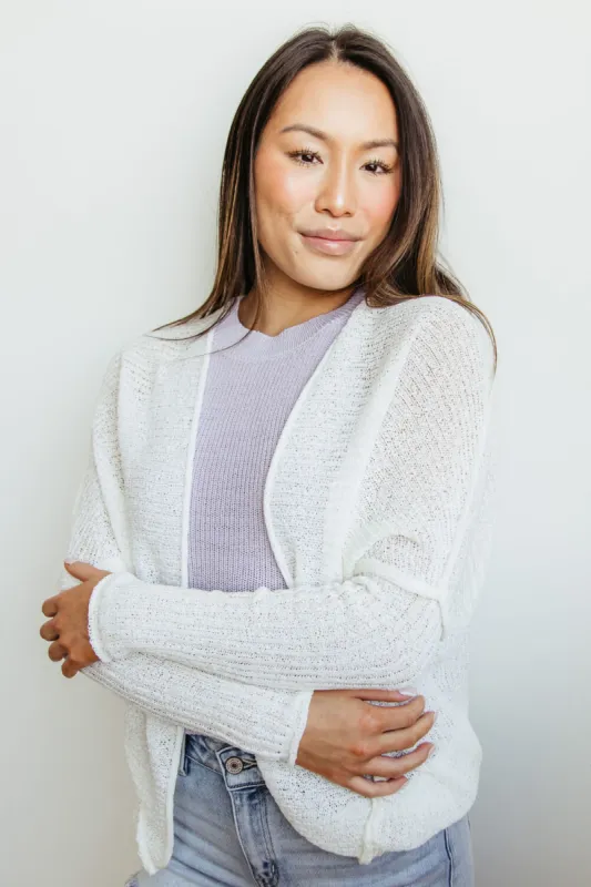 Waffle Knit Cardigan for Women in White | 12W2591N-WHITE sold by Glik’s