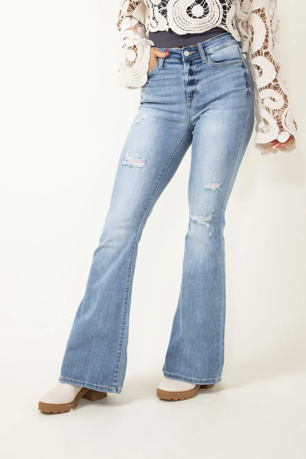 Judy Blue High Rise Distressed Flare Jeans for Women | 82377REG sold by Glik’s product image thumbnail 5