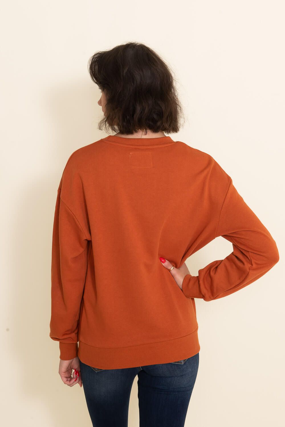 1897 Active Thankful Embroidered Fleece Sweatshirt for Women in Orange | GT052-THANKFUL-RUST sold by Glik’s product image thumbnail 3