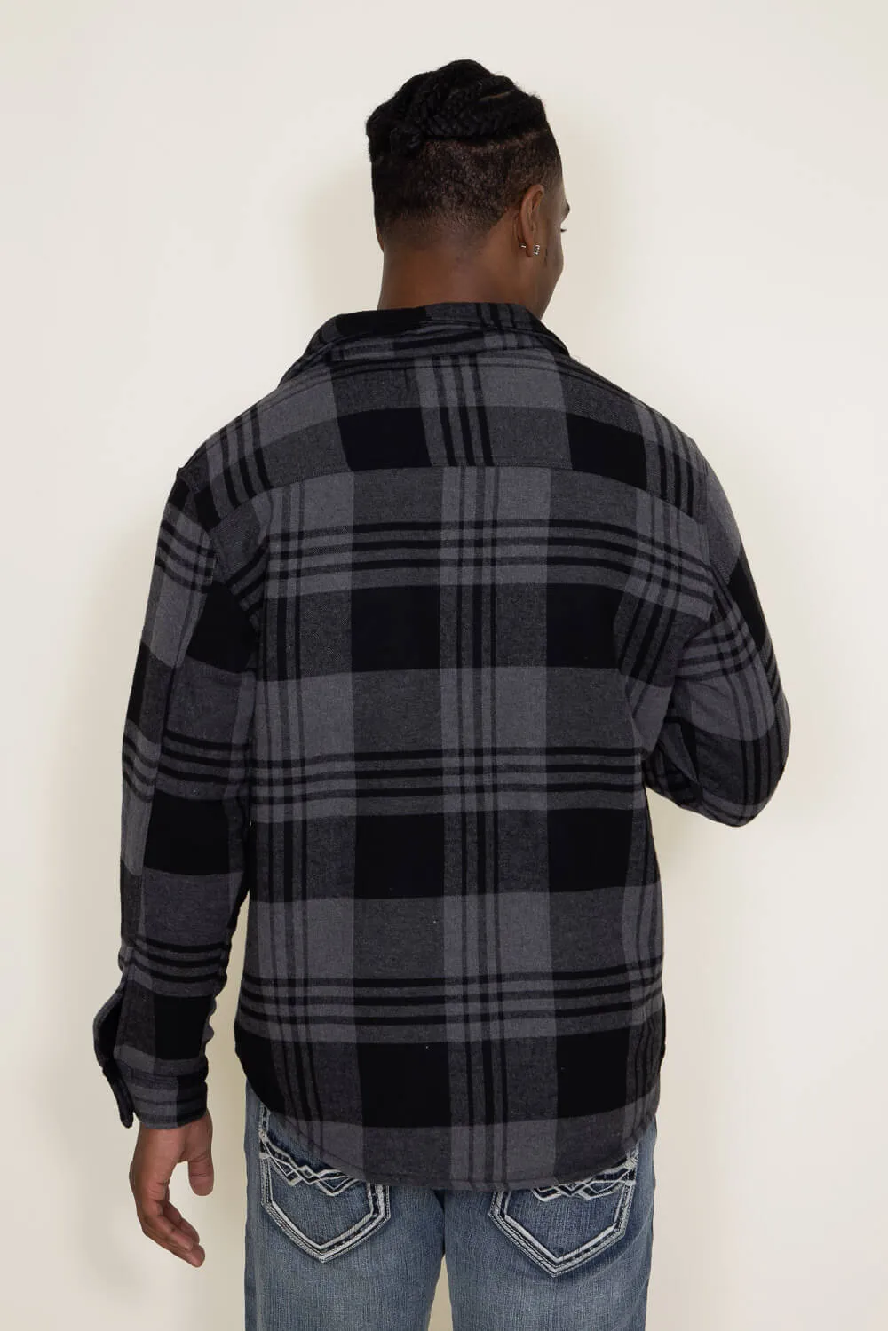 Matix Sherpa Lined Flannel Shacket for Men in Grey/Black | MTJ05208F3 sold by Glik’s product image thumbnail 2