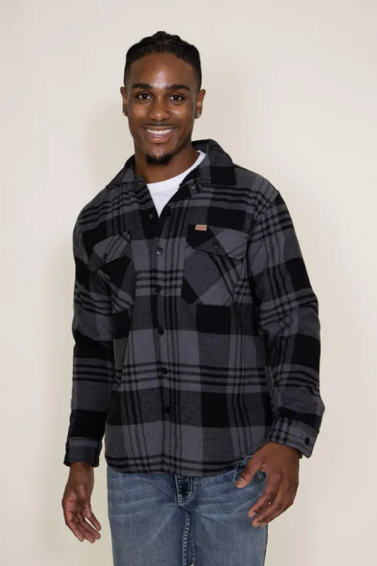 Matix Sherpa Lined Flannel Shacket for Men in Grey/Black | MTJ05208F3 sold by Glik’s