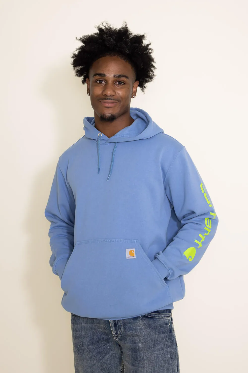 Carhartt Logo Sleeve Hoodie for Men in Blue | K288-HD0 sold by Glik’s product image thumbnail 4
