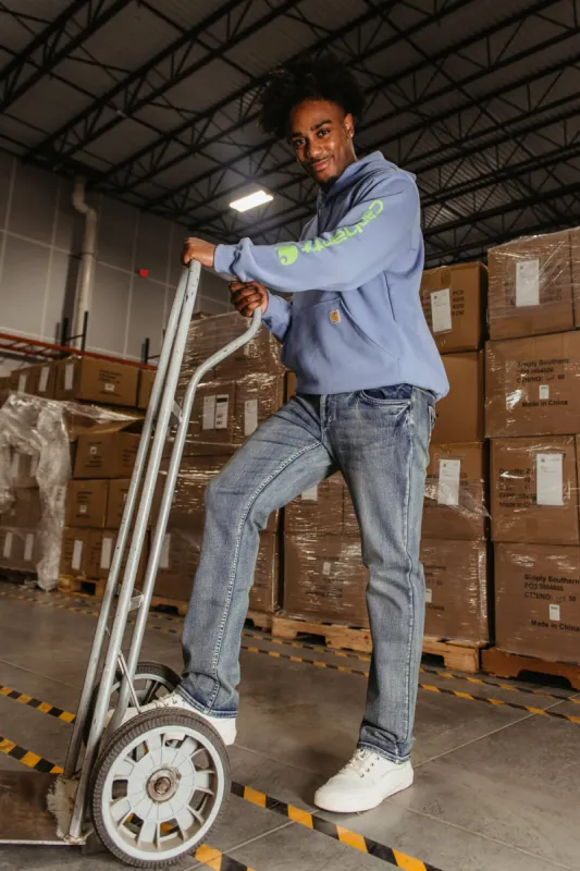 Carhartt Logo Sleeve Hoodie for Men in Blue | K288-HD0 sold by Glik’s