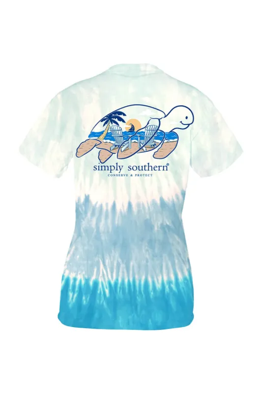 Simply Southern Plus Size Tracking Beach Chairs Turtle T-Shirt for Women in Blue Tie Dye | EXT-TRACK-SS-CHAIR-CLOUD sold by Glik’s