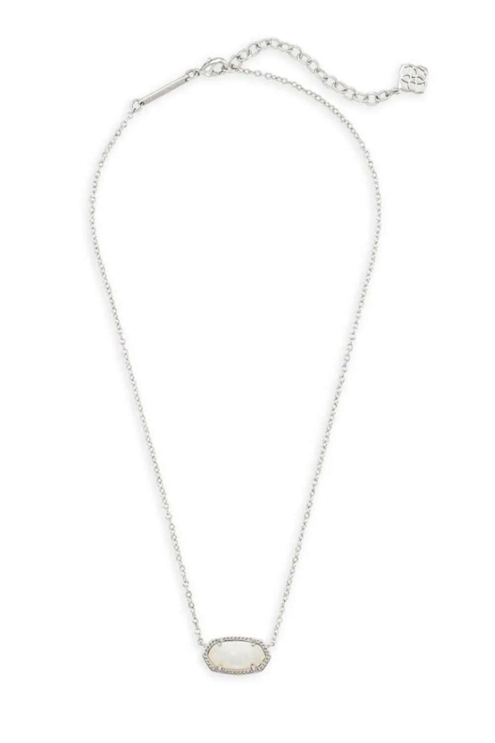 Kendra Scott Elisa Silver Pendant Necklace in White Kyocera Opal | 4217714172 sold by Glik’s